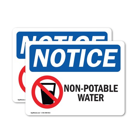 Signmission Non-Potable Water Sign With Symbol, 14 in W x Rectangle, Vinyl Decal OS-2PACK-NS-D-1014-L-15102